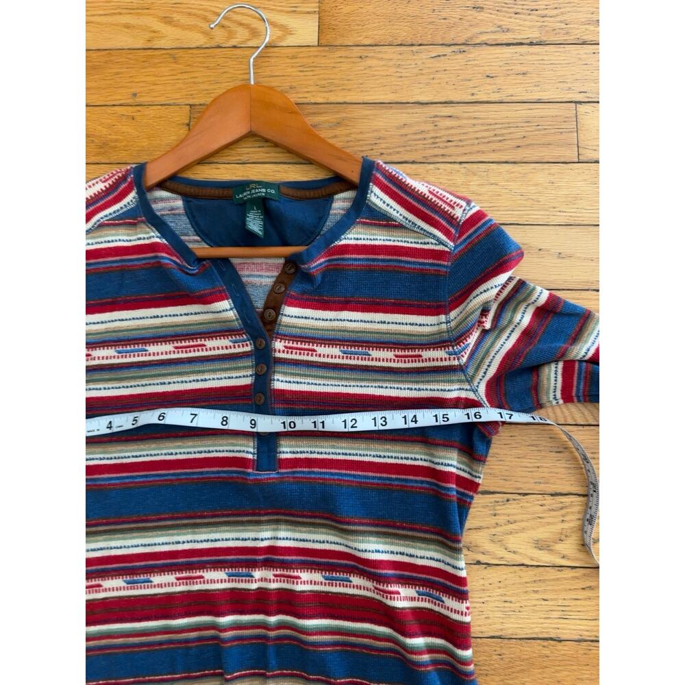 Lauren Jeans Co Ralph Lauren L Striped Henley Tunic Dress Waffle Knit Boho - Picture 4 of 6